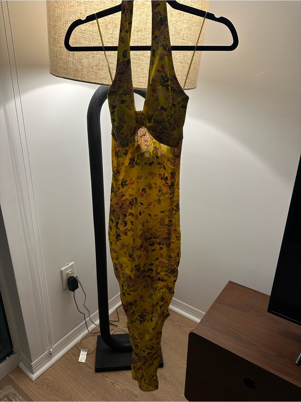 Rene Ruiz Yellow Floral Maxi Slip Dress